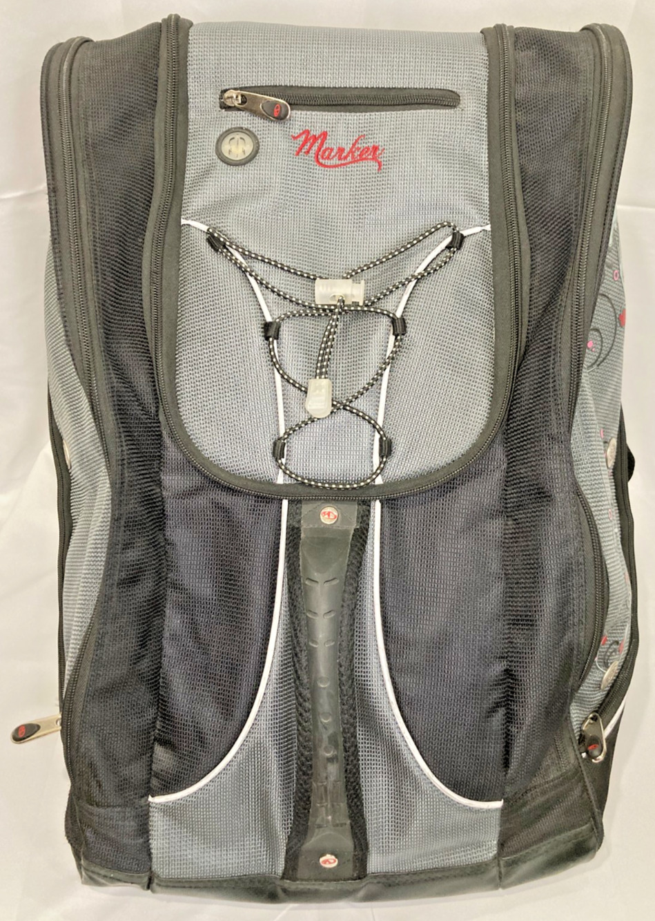 Marker Ski Boot Backpack Bag Gray Black Pink Swirl Graphic Travel Gear Storage